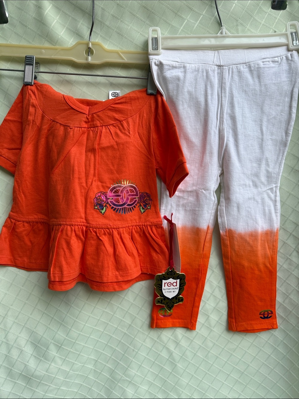 New Vintage Marc Ecko Red Two-Piece Orange Dip-Dye Cotton Set